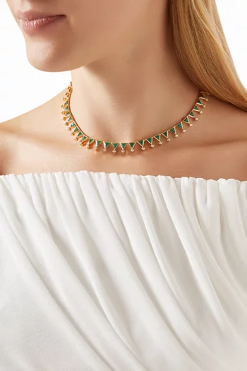 Diamond & Emerald Collar Necklace in 18kt Gold