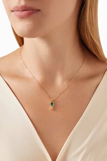 Green Onyx & Diamond Necklace in 18kt Gold