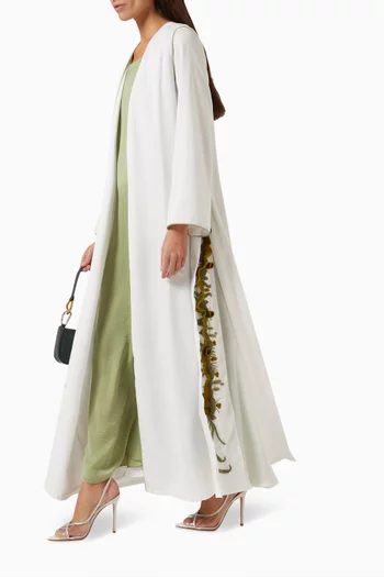Embroidered Abaya & Dress Set in Crepe