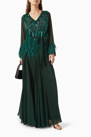 Feather-embellished Kaftan