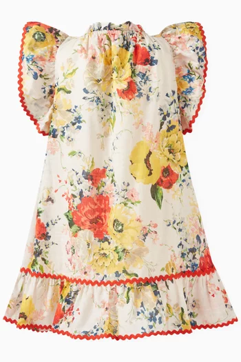 Alight Floral-print Frill Dress in Cotton