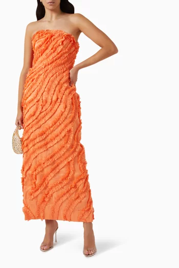 Terrene Frill Maxi Dress in Linen