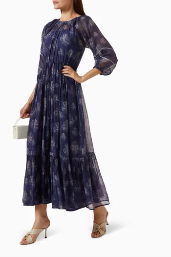 Senorita Floral-print Maxi Dress in Cotton-silk