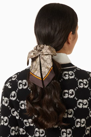 Scrunchie Set in Laminated Horsebit & GG Print Silk