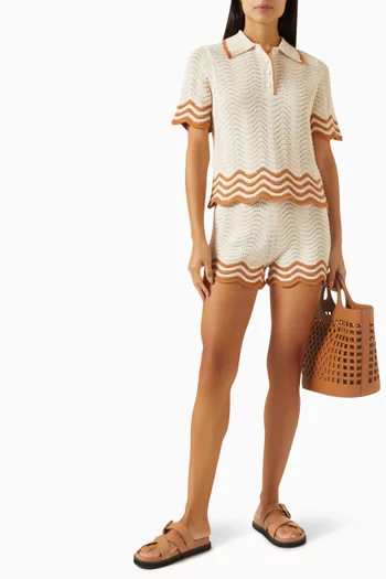 Junie Scalloped Shorts in Textured Knit