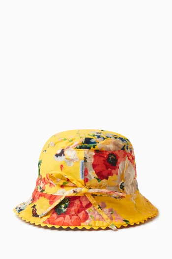 Floral-print Bucket Hat in Cotton