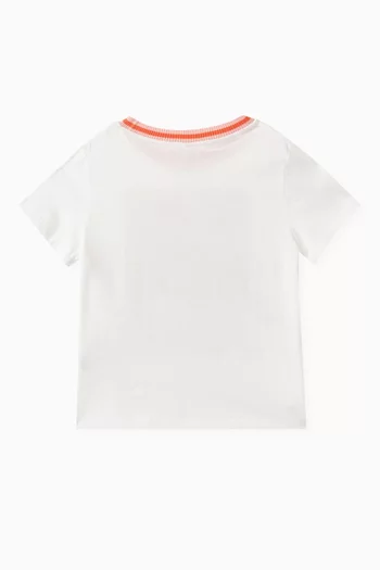 Graphic Logo Print T-shirt in Linen-cotton Blend