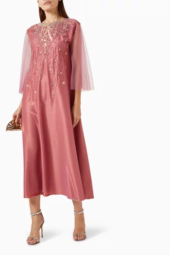 All-over Embellished Maxi Dress in Tulle
