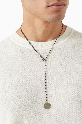 The Alessio Ancient Coin Pendant Necklace in Cord & Silver-tone Brass