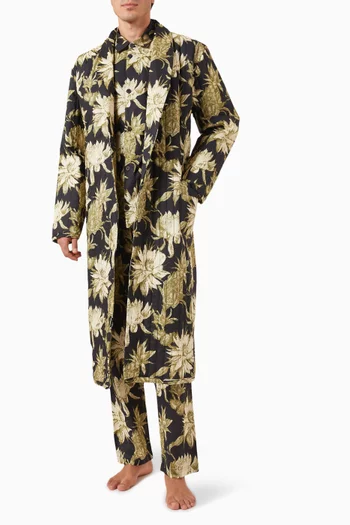 Night Bloom Print Quilted Robe