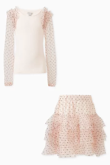 Dotted Top & Skirt Set