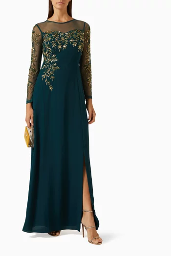 Avery Embellished Gown in Crepe