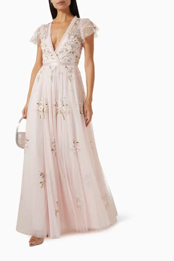 Petunia Cap Sleeve Gown in Tulle