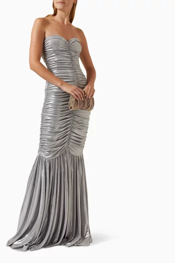 Metallic Fishtail Gown in Stretch-lame