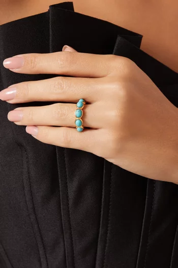 Turquoise Stone Ring in Gold-plated Brass