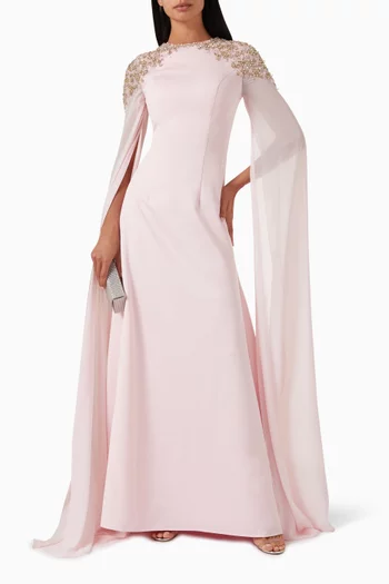 Embellished Maxi Gown in Knit Jersey
