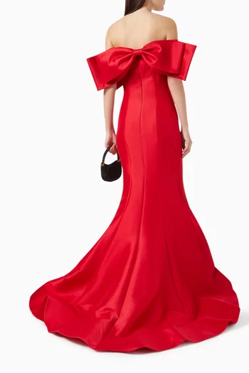 Oversized Bow Maxi Gown in Mikado