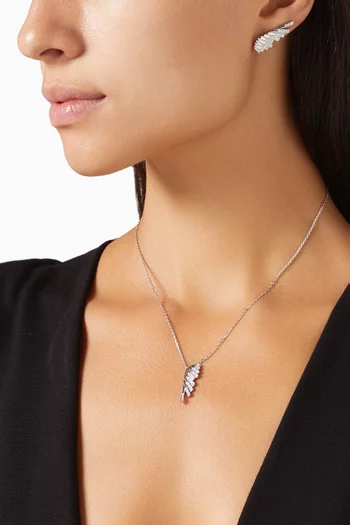 Mini Wings Rising Diamond Pendant Necklace in 18kt White Gold
