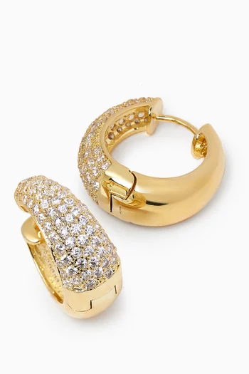 Large Pavé Hoop Earrings in Gold-plated Brass