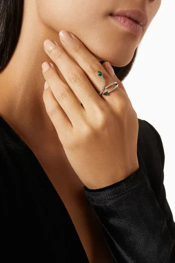 Pear Wrap Ring in Rhodium-plated Brass