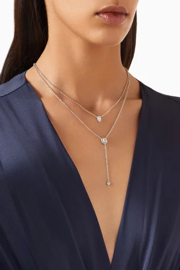 CZ Double Y Necklace in Rhodium-plated Brass