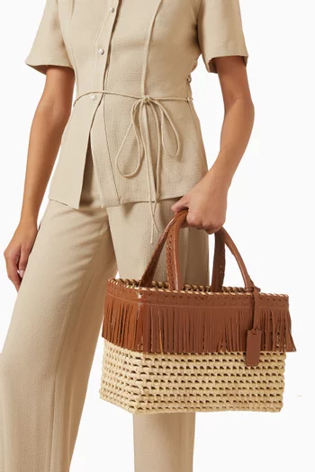 Lele Tote Bag in Straw & Leather