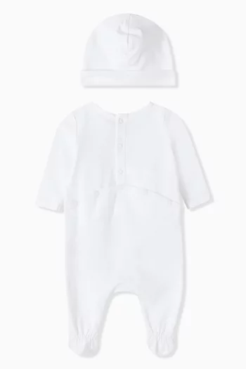 Logo Pyjama & Hat Set in Cotton