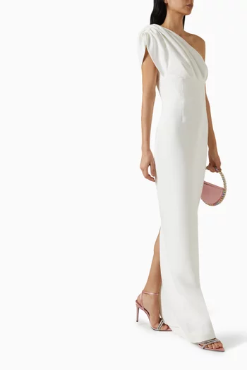 Winnie One-shoulder Gown in Moss-crepe