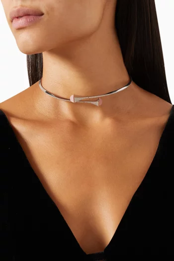 Cleo Diamond & Quartzite Slip-on Necklace in 18kt White Gold