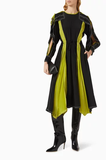 Panelled Dress in Silk-crepe