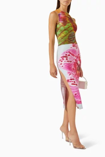 Orchid Midi Skirt in Stretch-jersey