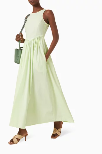 Pleated Maxi Dress in Cotton