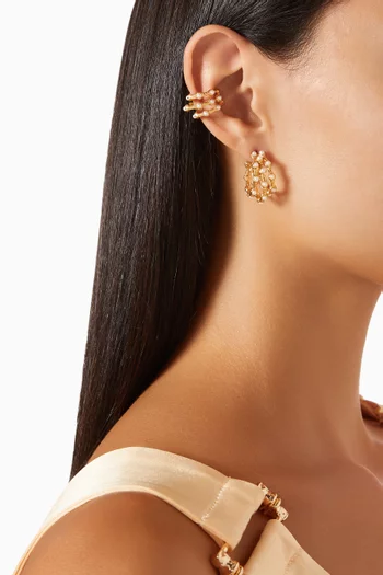 Feminine Waves Earring Set in 18kt Gold-plated Brass