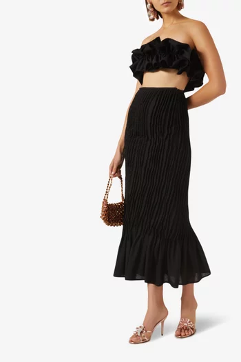 Vague Midi Skirt in Cotton-linen