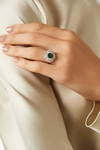 Emerald Stone Ring in Sterling Silver