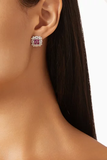 World of Colors Ruby Stone Stud Earrings in Sterling Silver