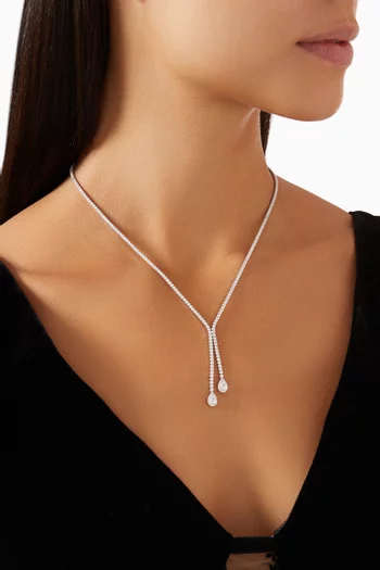 Double Drop Stone Necklace in Sterling Silver