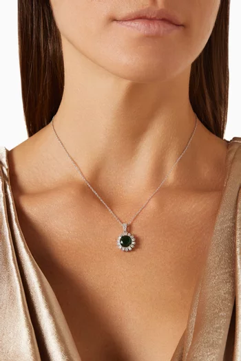 Emerald Stone Pendant Necklace in Sterling Silver