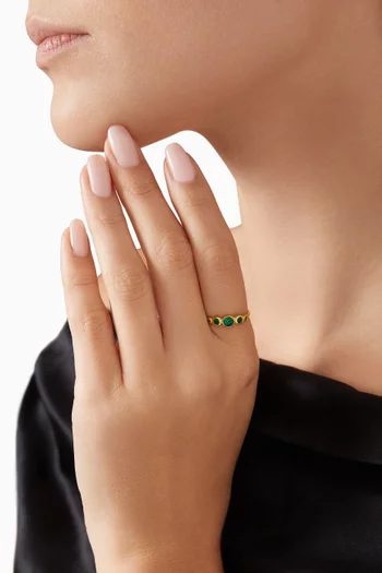 Five Stone Emerald Crystal Ring in Gold-vermeil