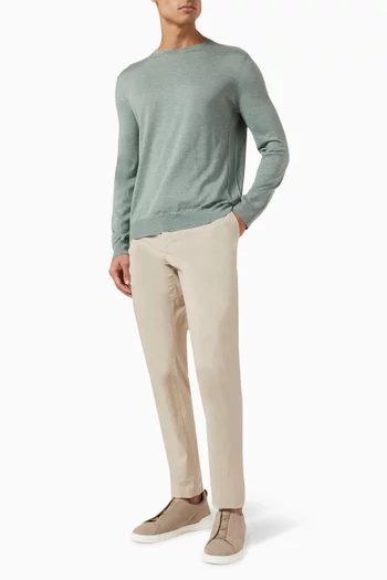 Crewneck Sweater in Silk & Cashmere-blend Knit