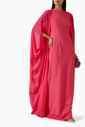 Overlay Cape Gown in Crepe
