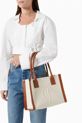 Small By My Side Tote Bag in Canvas & Calf Leather