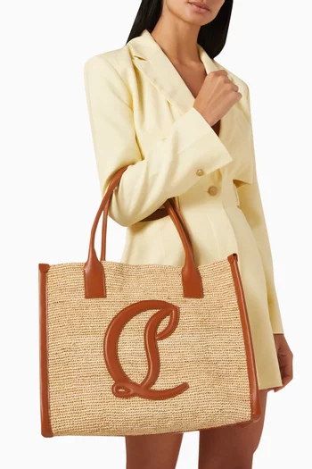 Large By My Side Tote Bag in Raffia & Calf Leather