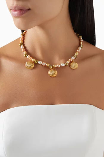 Alana Sunrise Pearl Necklace in Gold-plated Brass