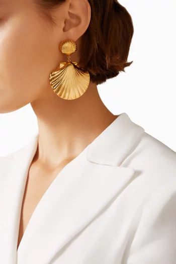 Aurore Shell Drop Earrings in Gold-plated Brass