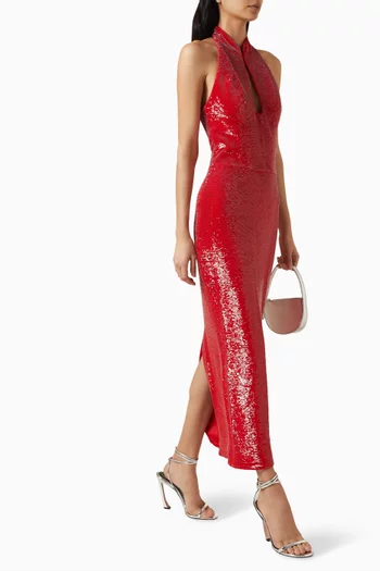 Cut-out Midi Dress in Sequins