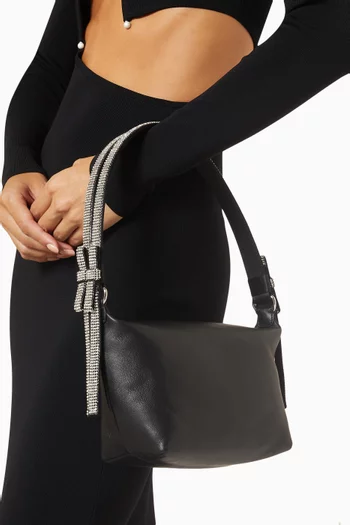 Crystal Bow Shoulder Bag in Lambskin Leather