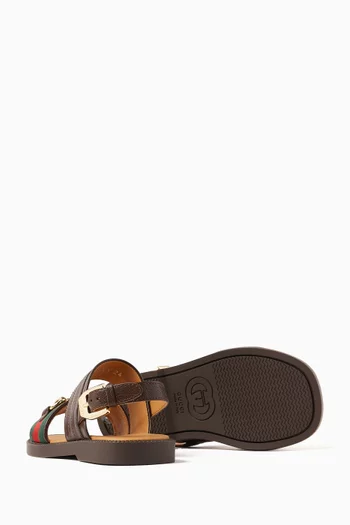 Horsebit Flat Sandals in Leather