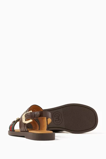 Horsebit Flat Sandals in Leather