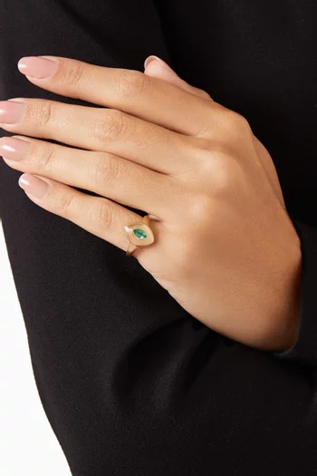 Marquis Emerald Pinky Ring in 18kt Gold